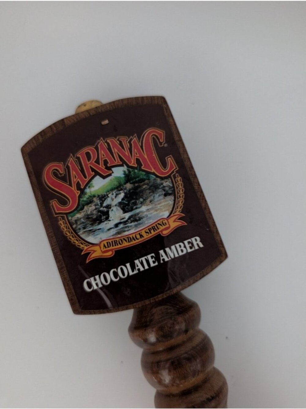 SARANAC Chocolate Amber Tap Handle Dark Brown Wood 8" Adirondack Spring Bar - Picture 2 of 6